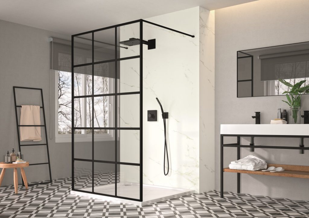 Merlyn Black Squared Double Entry Shower Panel Lr | Plumb Point, Plymouth