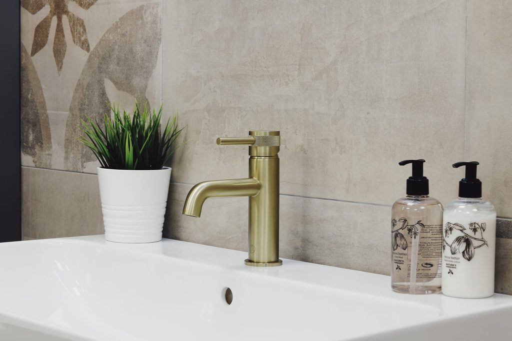 Aqualla Kyloe Basin Mono Brushed Brass Nigel Fryer | Plumb Point, Plymouth
